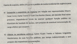 parte da decisão do Juiz Eleitoral, Dr. Rafael de Carvalho Paes Leme