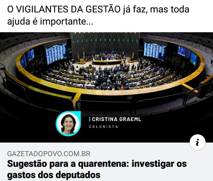 Sugestão para a quarentena: investigar os gastos dos deputados